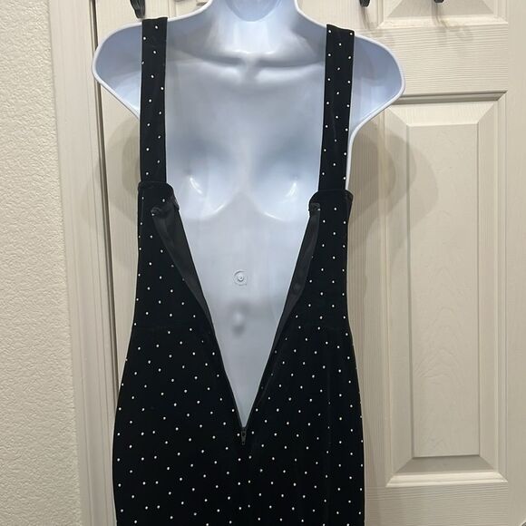 CRYSTAL DOLL Dress Sz 7 Black Velvet Diamond Studded VNeck Sleeveless Maxi - Picture 8 of 12